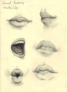 a drawing of different lips and mouths