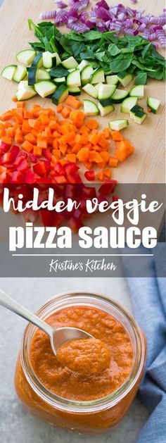 the ingredients for this vegetable pizza sauce are shown