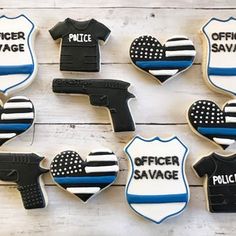 Cheers and Beers to 30 Years Theme Sugar Cookies | Etsy Police Cookies, Police Decorations, Retirement Cookies, Police Decor, Medical Cookies, Police Retirement Party, Police Appreciation, Royal Cookies