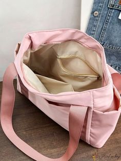 BirdinBag - Large Capacity Pink Minimalist Shoulder Tote Bag: Sleek and Efficient Pink Tote Bag, Simple Tote, Cartoon Bag, Nylon Tote Bags, Travel Handbags, Pink Tote, Nylon Tote, Canvas Handbags, Cow Boy