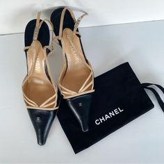 Absolutely Beautiful And Rare Pair Of Vintage Chanel Shoes. Needs 1 Tap Tip Replaced Look At Photos. Otherwise In Perfect Condition. These Are Becoming A Rare Find. Size 38 Fits Like 7/7.5 Comes In A Dust Bag. Cc Shoes, Shoes Chanel, Chanel Vintage, Shoes Color, Chanel Black, Chanel Shoes, Vintage Chanel, Black Cream, Shoes Women Heels