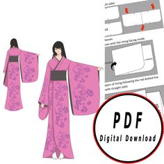 20% discount on minimum orders of 3 items Digital PDF file to create your own kimono ready to be downloaded and printed on 1/1 scale Pattern and instructions step by step of the process for beginners - After you buy the item you will get access to download page with your files. - Then just press the DOWNLOAD button and that's it,you are ready to start making your costume FILE INFORMATION You will receive the costume PDF file's that include 1 X PDF pattern for A4 size ready to print on 1/1 scale Dress For Beginners Sewing, Free Kimono Sewing Pattern, Long Kimono Pattern, Kimono Sleeve Pattern, Free Cosplay Patterns, Kimono Pattern Sewing, Patron Kimono, Kimono Pattern Design, Kimono Dress Pattern