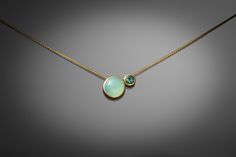 18 k. Gold, Peruvian Opal and Tourmaline Pendant, including 14 k. Gold Chain Jewelry Facts, Ring Day, Silver Jewelry Accessories, Metalsmithing Jewelry, Peruvian Opal, Tourmaline Pendant, Ancient Jewelry, Funky Jewelry, Minimal Jewelry