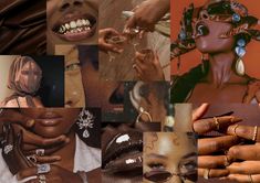 a collage of photos with different types of rings and jewelry on their hands, including fingers