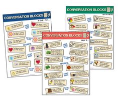 conversation blocks are shown with the words conversation blocks written in different colors and styles on them