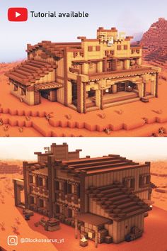 two different views of a house in the desert, one showing it's front and back side