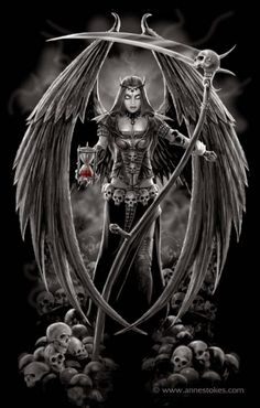 Grim Reaper Images, Female Grim Reaper, Anne Stokes Art, Reaper Tattoo, Grim Reaper Art, Anne Stokes, Dark Angels, Art Noir