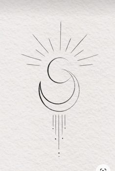 the sun and moon are drawn on paper with black ink, as well as some lines