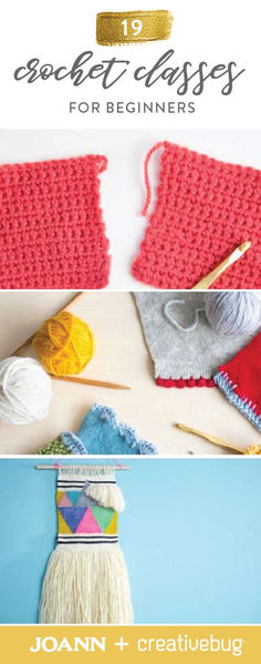 crochet class for beginners with text overlay