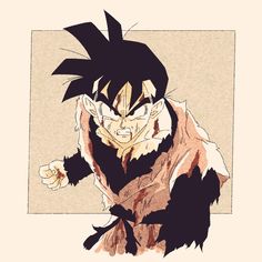 a drawing of gohan from the dragon ball anime with black hair and brown eyes