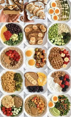 a collage of different types of breakfast foods