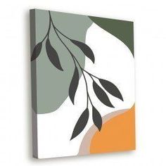 an abstract painting with leaves on it