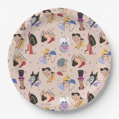 a paper plate with disney characters on it