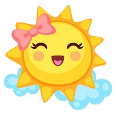 a cartoon sun with a pink bow on it's head