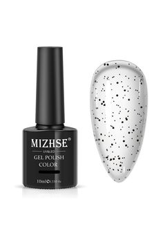 MIZHSE Eggshell Gel Polish Top Coat, Speckled Nail Polish Black Spot Quail Clear Top Coat Gel Nail Polish for Nail Art Salon Design Manicure 10ml Nail Polish Black, Nail Art Salon, Clear Top, Glitter Top, Gel Top Coat, Uv Nails, Gel Polish Colors, Manicures Designs