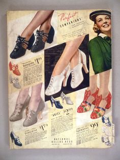 National Bellas Hess CATALOG - Spring/Summer, 1938 -- fashion ~~ 200 pages | eBay 1938 Fashion, Pin Up Shoes, 1940s Shoes, Collage Images, Historic Fashion, Personal Journal, Vintage Dress Patterns, Gibson Girl, Vintage Heels