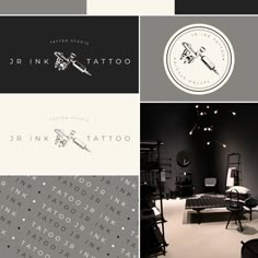 the logos for ink tattoo are shown in different colors and styles, including black, gray, white, and grey