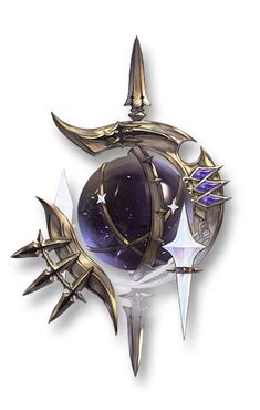 a glass ornament with metal spikes and stars on the top, hanging from a chain