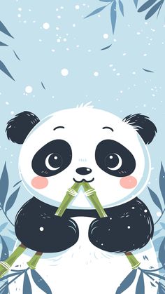 a panda bear sitting on top of a bamboo tree