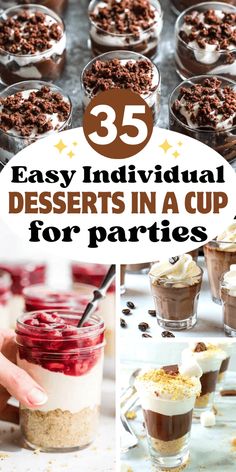 Easy Individual Desserts in a Cup For Parties Individual Desserts In A Cup, Easy Individual Desserts, Desserts In A Cup, Shot Glass Desserts Recipes, Individual Christmas Desserts, Dessert Shooters Recipes, Shot Glass Desserts, Parties Food