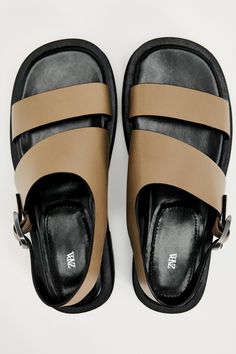 Zara Sandals, Trending Sandals, Leather Sandals Flat, Leather Flat Shoes, Swag Shoes, Boot Bag, Swimwear Accessories, Sandals Summer