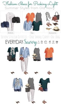 Check out this fun summer travel capsule wardrobe that you can use to travel light. All the pieces will fit in a small carry-on bag. Summer Travel Capsule Wardrobe, Summer Travel Capsule, Light Summer Style, Travel Capsule Wardrobe Summer, Packing Wardrobe, Capsule Dressing, Project 333, Holiday Packing