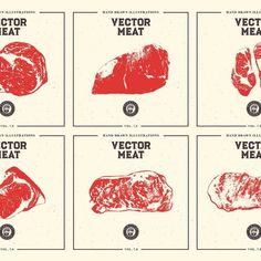 VECTOR MEAT HAND DRAWN BUNDLE 7.0 Fresh Meat, Farm Style, Food Store, Creative Market, Packaging Design, Art Reference, Hand Drawn, How To Draw Hands, Doodles