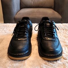 Men's Nike Air Force 1 Luxe Black (Brand New) Size 12 Casual Black Nike Air Force 1 With Gum Sole, Black Nike Air Force 1 With Gum Sole, Nike Air Force 1 Leather With Air Max Cushioning, Mens Nike Air, Air Force 1, Black Nikes, Nike Air Force, Mens Shoes Sneakers, Size 12