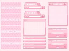 a set of pink web page designs