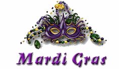 a mardi gras mask with beads around it and the words mardi gras