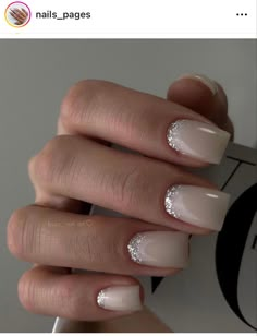 Chic Nail Designs, Coffin Nails Matte, Milky Nails, Pink Ombre Nails, Elegant Nail Designs, Winter Nail Designs, Short Nail Designs, Silver Nails, Elegant Nails