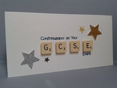 congratulations on your gcse card with stars and scrabbles in gold