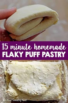 homemade flaky puff pastry recipe with text overlay