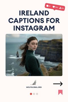 A woman in a sweater by the Irish cliffs, with Instagram engagement icons above.
An infographic checklist with playful Irish-themed statements and a button saying "GET 100+ MORE."
A woman with a laptop, surrounded by social media icons, promoting an Instagram engagement pod. Magical Ireland, Ireland Pubs, Beer Goggles, Galway Girl, Selfie Quotes, Irish Eyes Are Smiling, Irish Countryside, End Of The Rainbow, Irish Pride