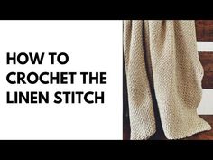 how to crochet the linen stitch on a wooden chair with text overlay