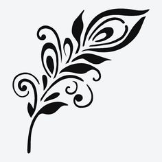 a black and white drawing of a leaf with swirls on the leaves is shown