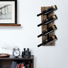 there is a wine rack on the wall