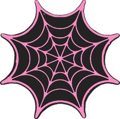 a pink and black spider web on a white background