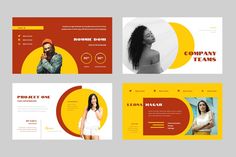 the yellow and red presentation slider is ready to be used as an example for powerpoint