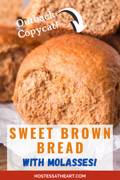 Soft, tender, and delicious, this easy sweet brown bread roll recipe is a copycat of the famous Outback bread rolls that you can make at home! Brown Rolls Recipe, Molasses Bread Sweet, Molasses Brown Bread Recipes, Batter Breads Easy Batter Bread, Bread Machine Brown Bread, Recipes Using Molasses, Brown Bread Recipes Easy, Native American Bread Recipe, Molasses Buns