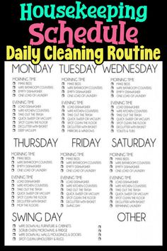 the cleaning routine printable for moms is shown in black and white with green lettering