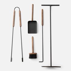 three different types of garden tools on a white background, including rakes and spatulas