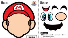 an image of mario bros paper mask with eyes and head in japanese characters'names