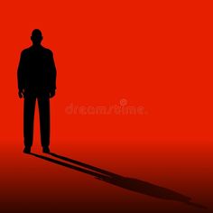 the shadow of a man standing in front of an orange background royalty images and clippings