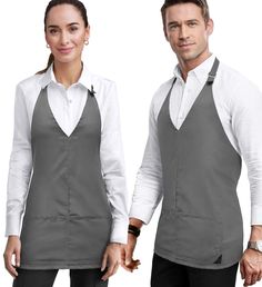 V Neck Short Apron - Tuxedo Style - Lightweight Waitstaff Uniform, Bar Uniform, Cafe Dress, Bistro Apron, Cocktail Waitress, Waiter Uniform, Waitress Apron, Orange Cocktails, Hospitality Uniform