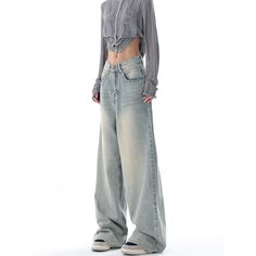 M-071-04 Slay Clothes, Jeans Details, Denim Pants Fashion, Moda Denim, Summer Pants Women, Retro Jeans, Trendy Denim, Loose Trousers, Plain Style