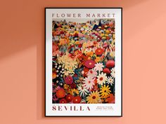 a flower market poster hangs on the wall