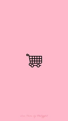 a black and white shopping cart on a pink background