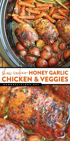 this slow cooker honey garlic chicken and veggies recipe is the best way to cook