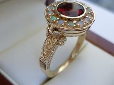 Garnet Ring Vintage, Opal Ring Vintage, Womens Ring, Opal Ring Gold, Ring Antique, Classy Jewelry, Garnet Ring, Garnet Rings, Opal Ring